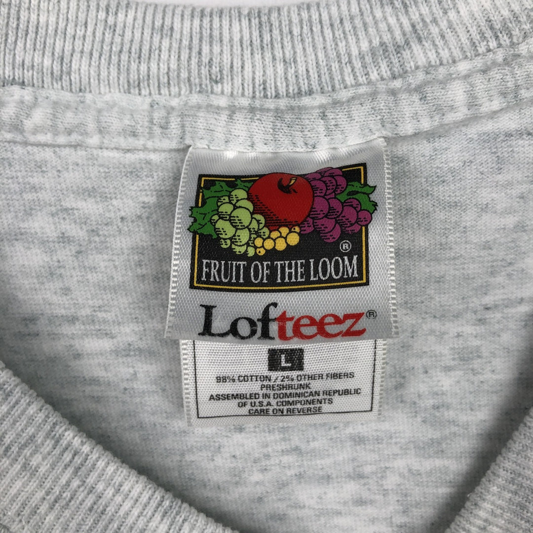 2000'S Fruit of the Loom print T-shirt, men's size L cotton gray type Vintage Second Hand