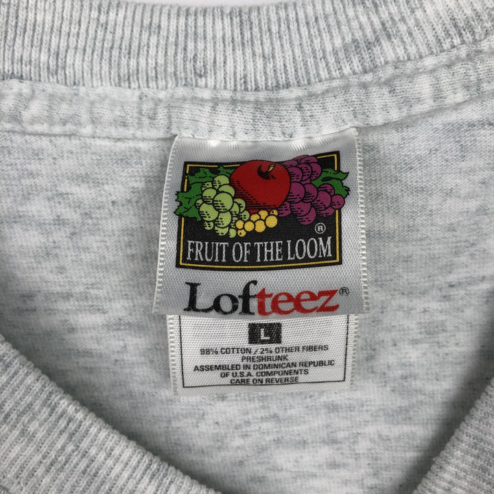 2000'S Fruit of the Loom print T-shirt, men's size L cotton gray type Vintage Second Hand