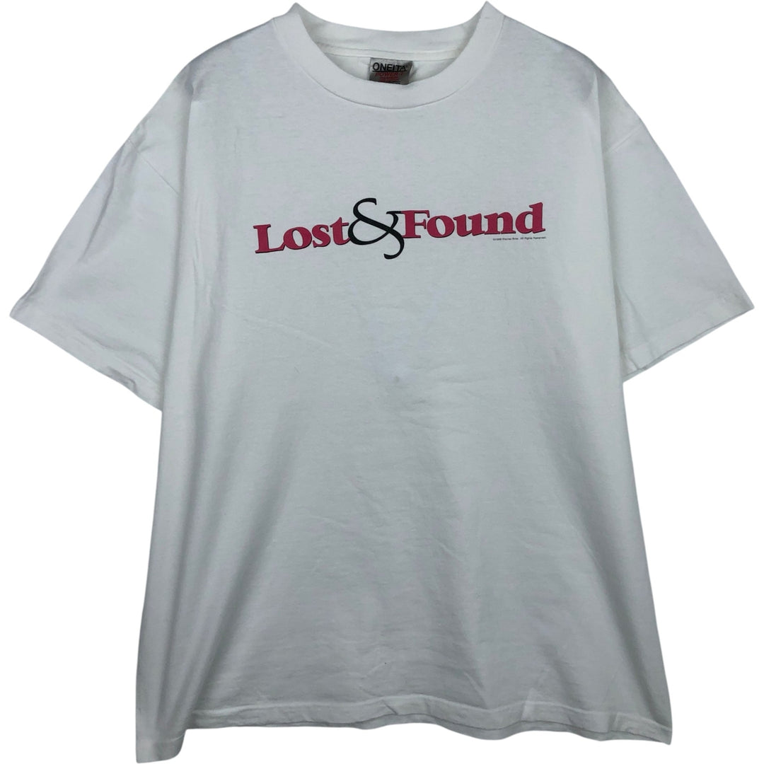 90'S ONEITA Printed T-shirt, Men's XL size, Vintage cotton white type Vintage Second Hand