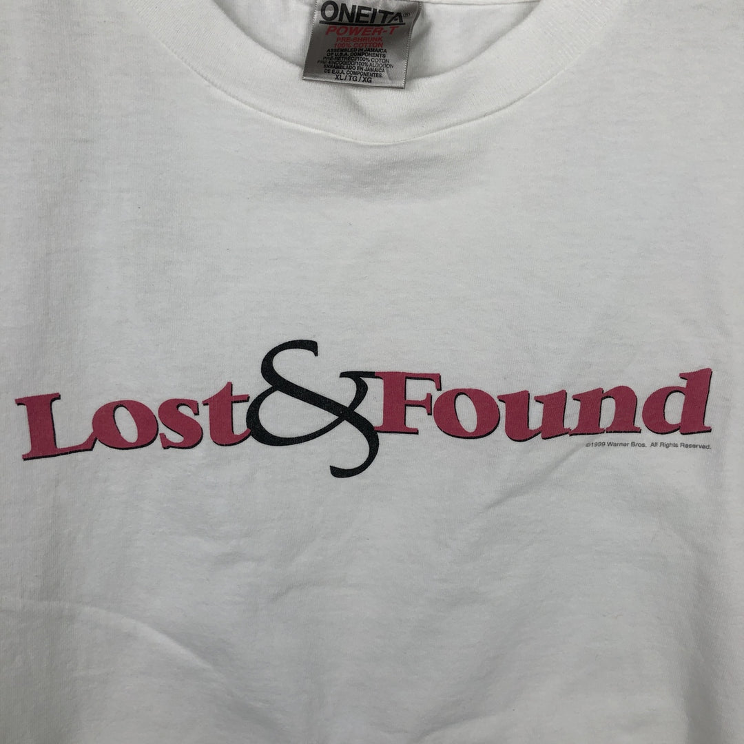 90'S ONEITA Printed T-shirt, Men's XL size, Vintage cotton white type Vintage Second Hand