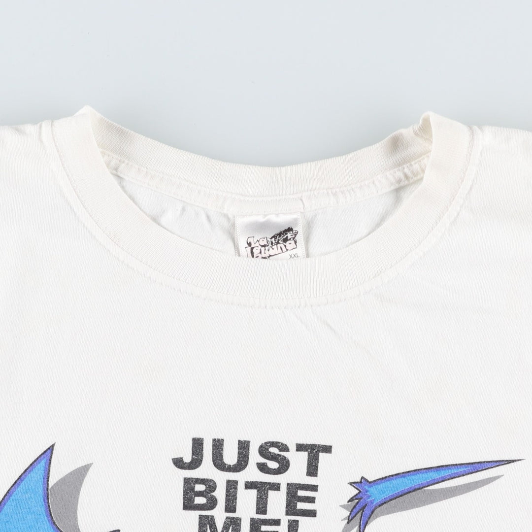 La Iguana Printed T-Shirt, Men's XXL (approx.) cotton white type Vintage Second Hand