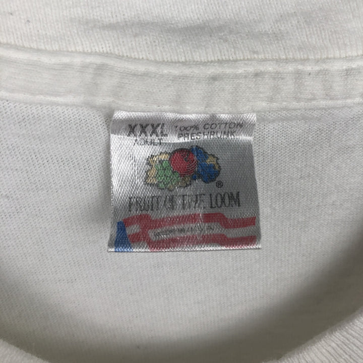 Big size 90'S Fruit of the Loom printed T-shirt, made in USA, men's equivalent to XXXL, vintage. cotton white type Vintage Second Hand