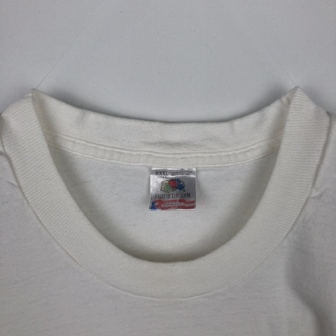 Big size 90'S Fruit of the Loom printed T-shirt, made in USA, men's equivalent to XXXL, vintage. cotton white type Vintage Second Hand