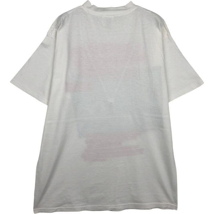 90s-era TULTEX printed T-shirt, men's size XL equivalent, vintage. cotton white type Vintage Second Hand
