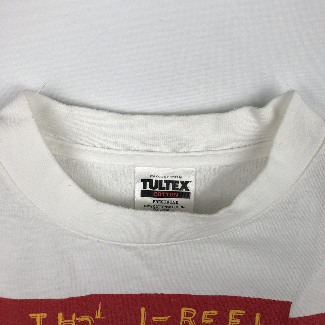 90s-era TULTEX printed T-shirt, men's size XL equivalent, vintage. cotton white type Vintage Second Hand