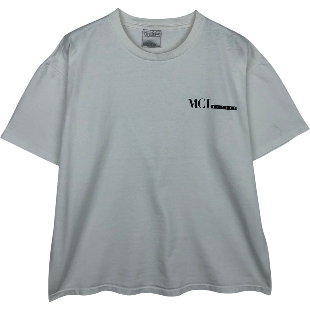 90'S ONEITA Advertising T-shirt Made in USA Men's L Vintage cotton white type Vintage Second Hand