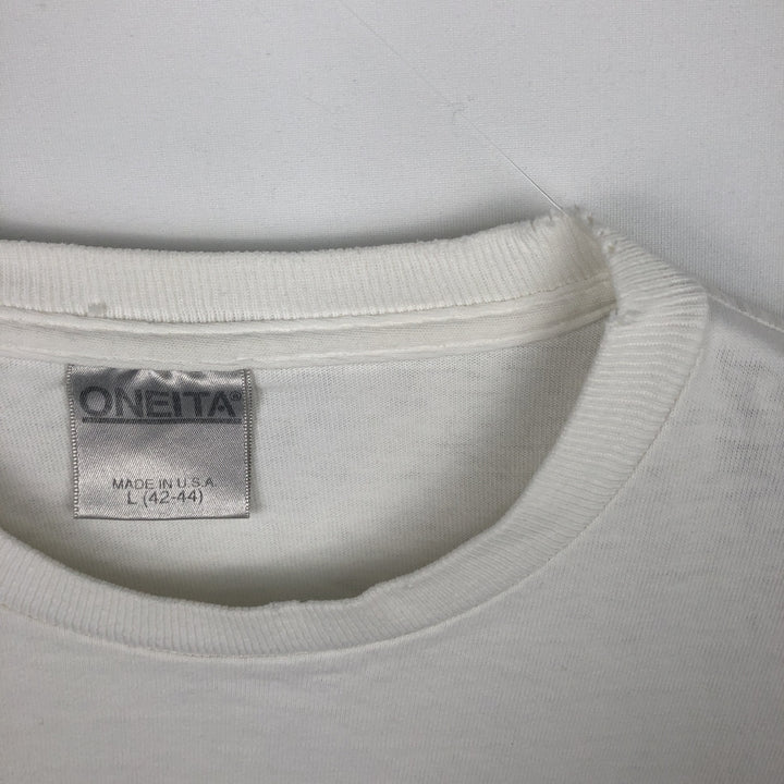 90'S ONEITA Advertising T-shirt Made in USA Men's L Vintage cotton white type Vintage Second Hand
