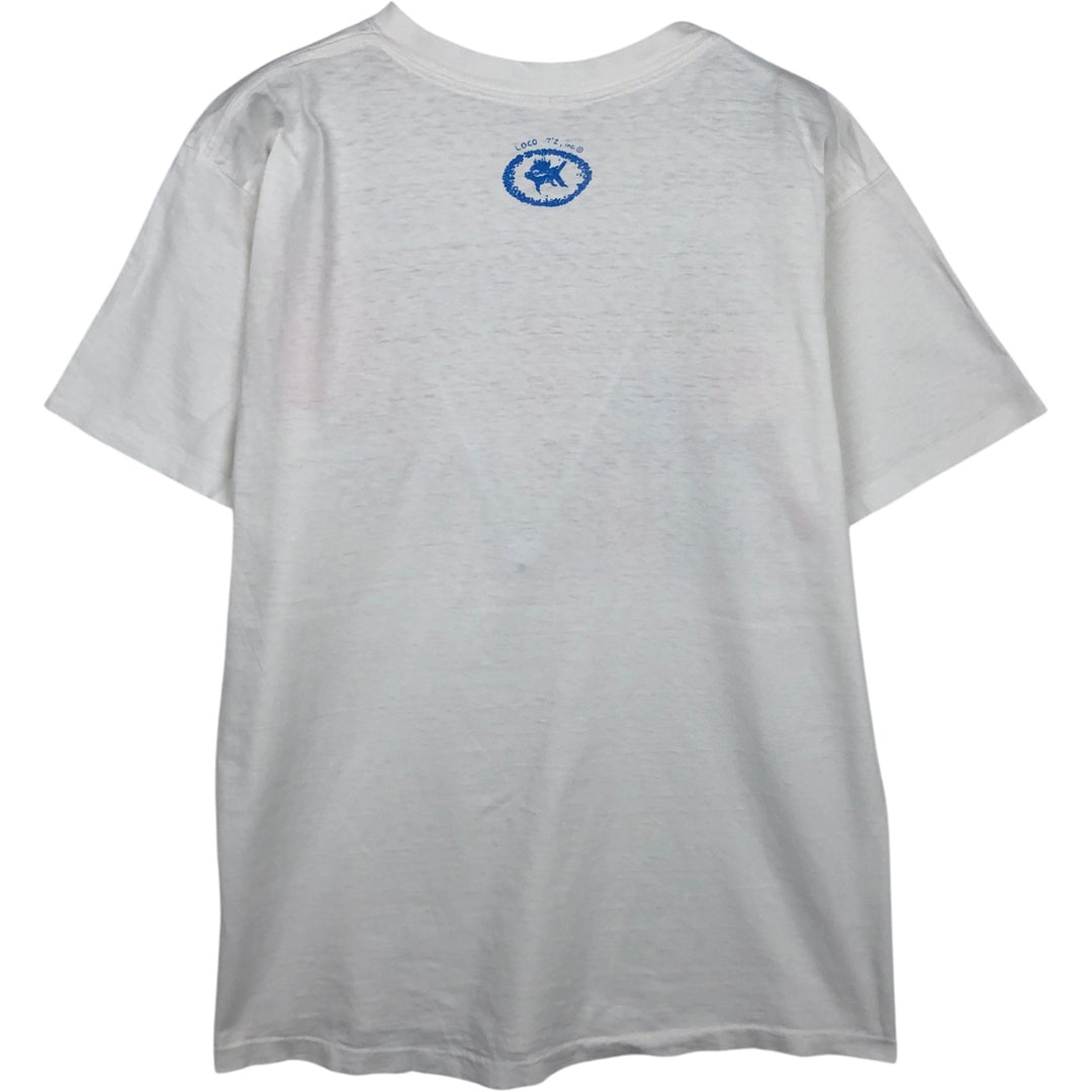 90'S ALORE Print T-Shirt, Made in USA, Men's Size L (Equivalent), Vintage cotton white type Vintage Second Hand