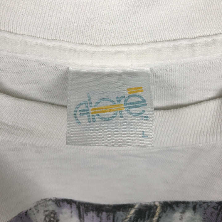 90'S ALORE Print T-Shirt, Made in USA, Men's Size L (Equivalent), Vintage cotton white type Vintage Second Hand