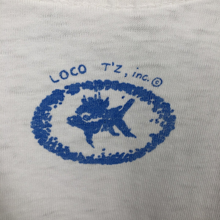 90'S ALORE Print T-Shirt, Made in USA, Men's Size L (Equivalent), Vintage cotton white type Vintage Second Hand