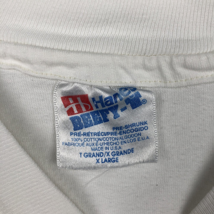 90'S Hanes BEEFY-T Printed T-shirt Made in USA Men's XL Vintage cotton white type Vintage Second Hand