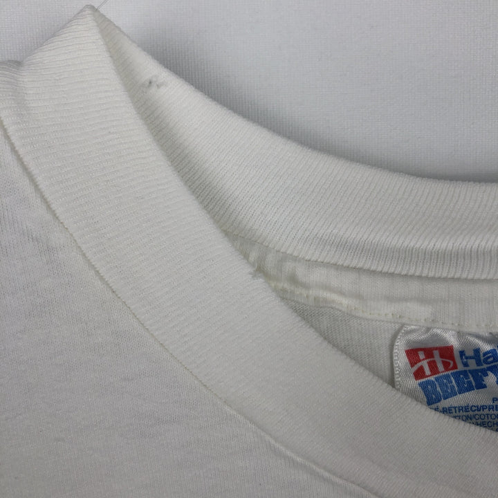 90'S Hanes BEEFY-T Printed T-shirt Made in USA Men's XL Vintage cotton white type Vintage Second Hand