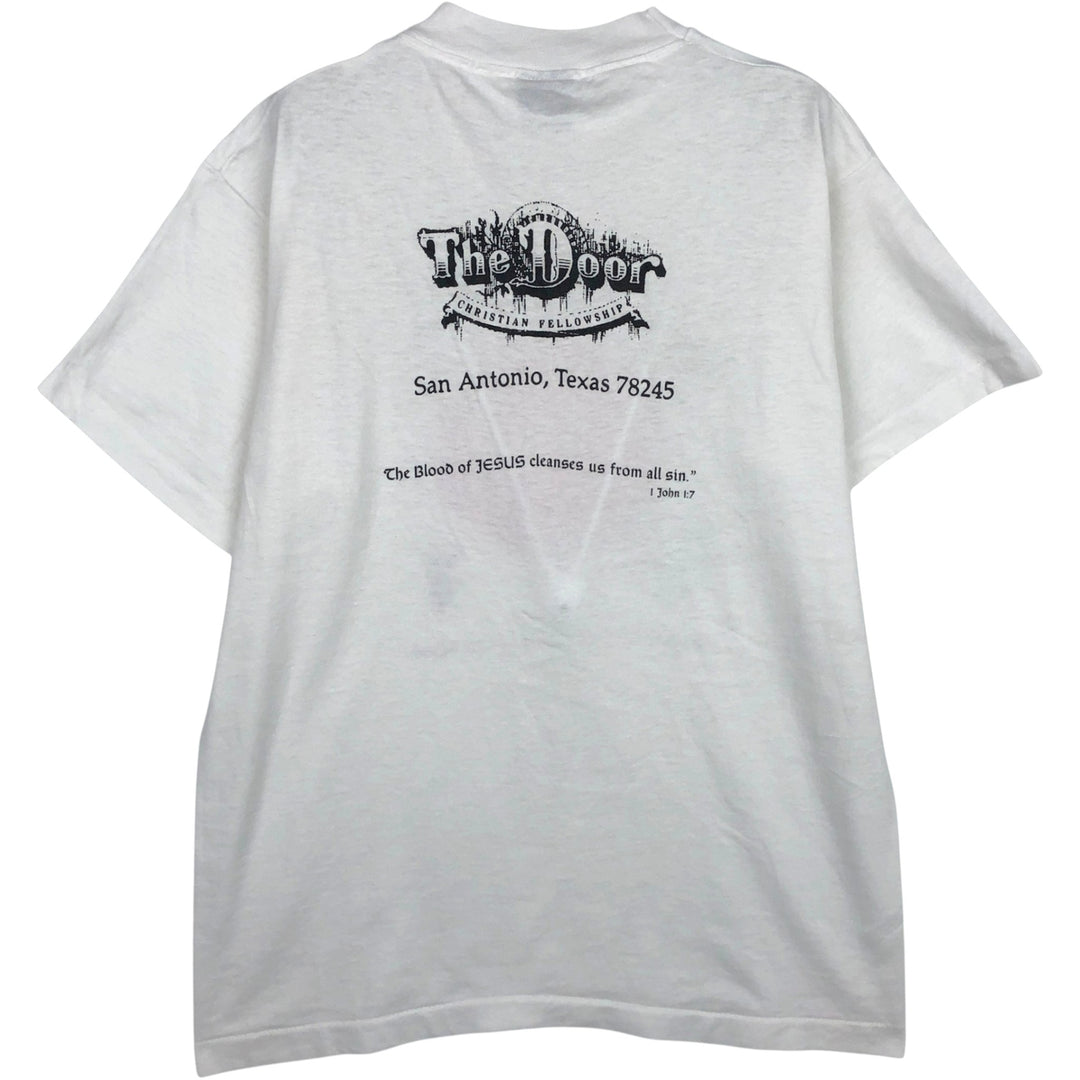 90'S Fruit of the Loom Message Print T-Shirt Made in USA Men's Medium Vintage cotton white type Vintage Second Hand