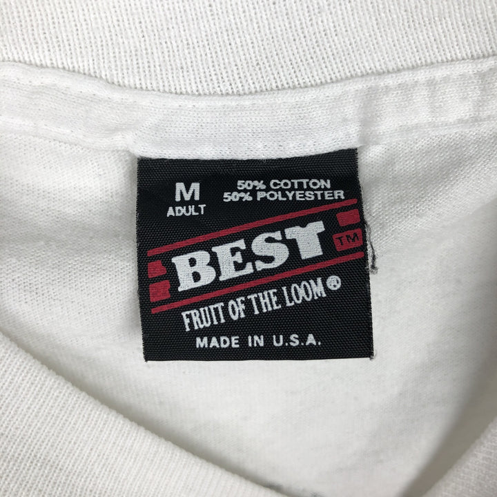 90'S Fruit of the Loom Message Print T-Shirt Made in USA Men's Medium Vintage cotton white type Vintage Second Hand