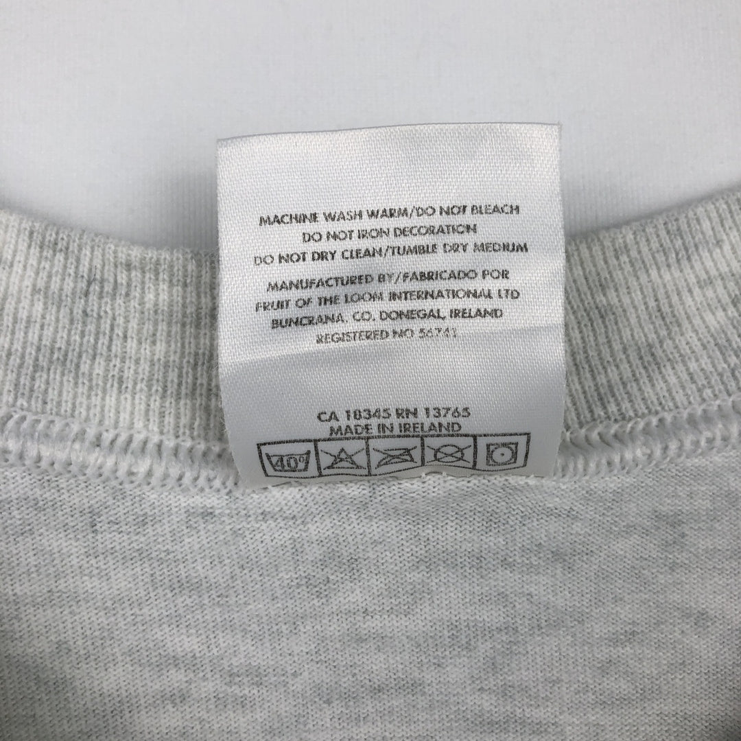 90'S Fruit of the Loom Screen Stars satirical art T-shirt, made in Ireland, men's size L equivalent, vintage. cotton gray type Vintage Second Hand