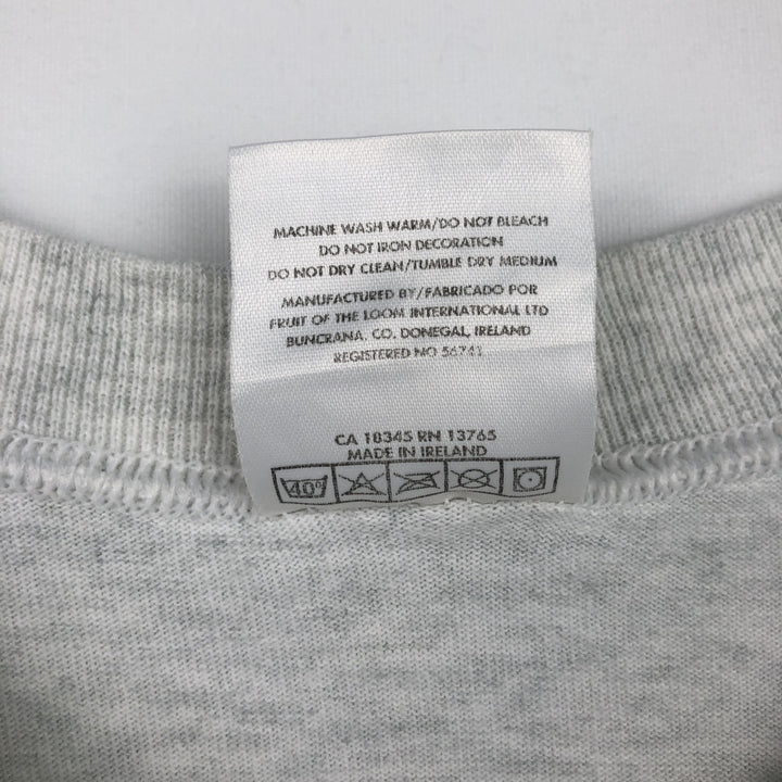 90'S Fruit of the Loom Screen Stars satirical art T-shirt, made in Ireland, men's size L equivalent, vintage. cotton gray type Vintage Second Hand