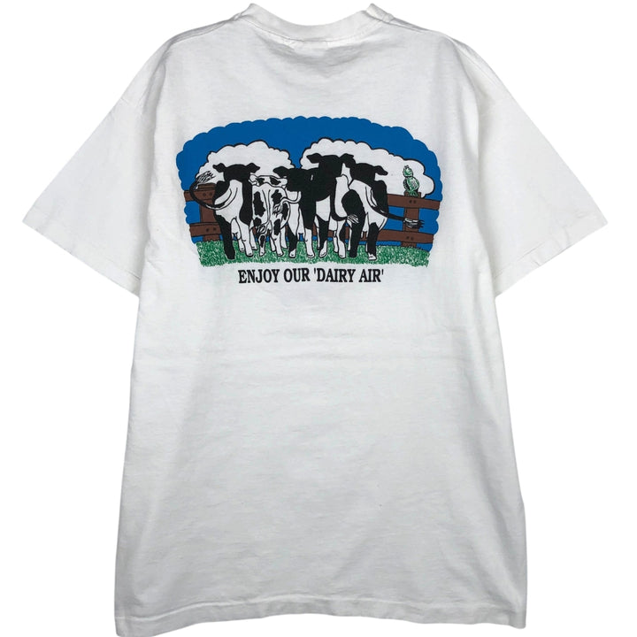 90'S Fruit of the Loom Cow Print T-Shirt, Made in USA, Men's XL (approx.) Vintage cotton white type Vintage Second Hand