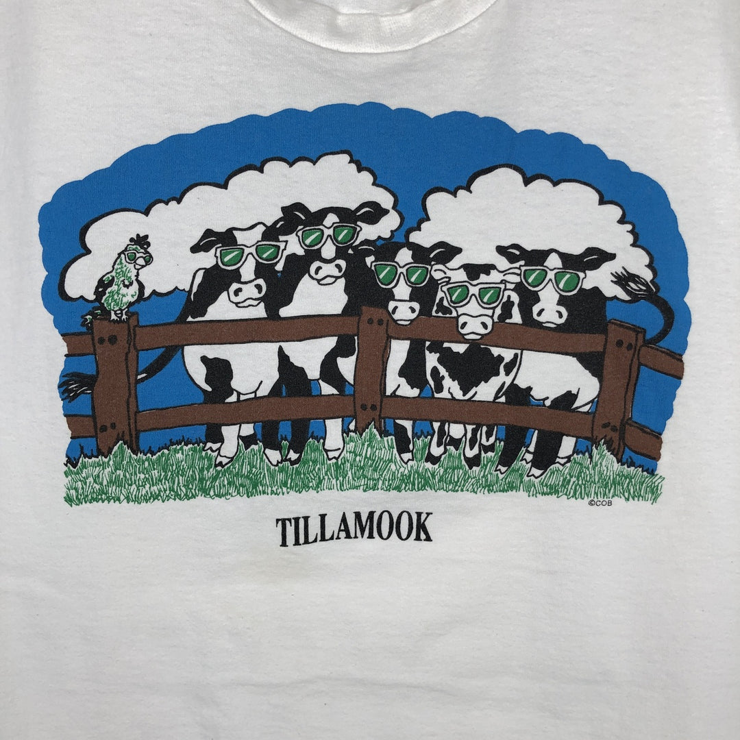 90'S Fruit of the Loom Cow Print T-Shirt, Made in USA, Men's XL (approx.) Vintage cotton white type Vintage Second Hand
