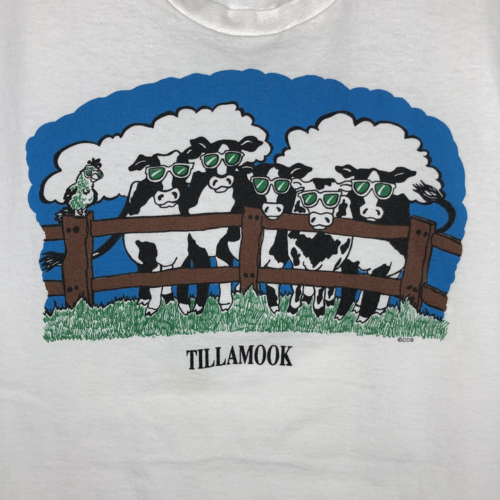 90'S Fruit of the Loom Cow Print T-Shirt, Made in USA, Men's XL (approx.) Vintage cotton white type Vintage Second Hand