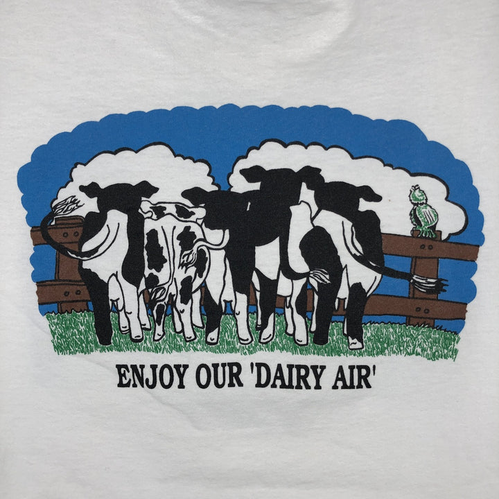 90'S Fruit of the Loom Cow Print T-Shirt, Made in USA, Men's XL (approx.) Vintage cotton white type Vintage Second Hand