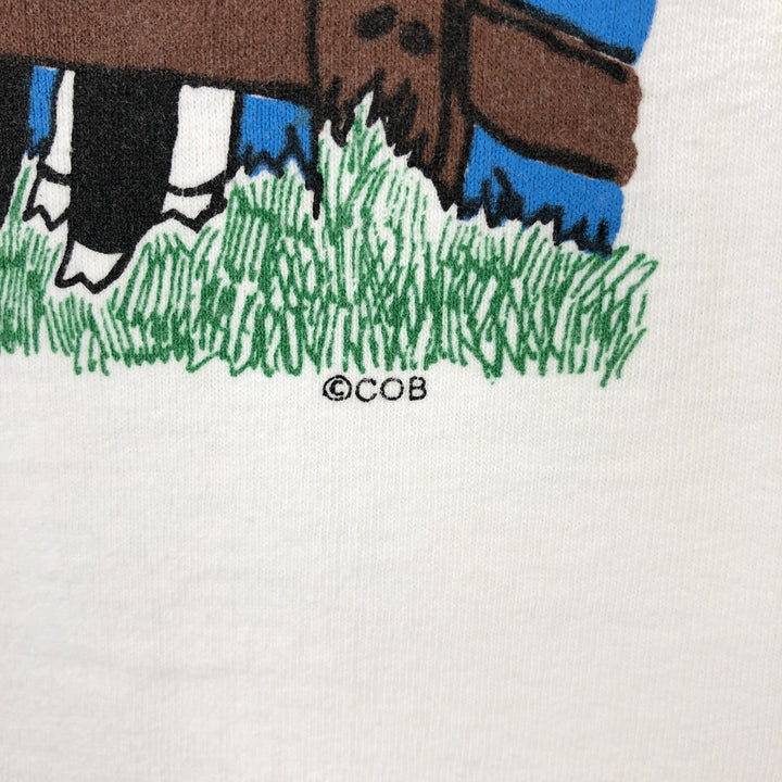 90'S Fruit of the Loom Cow Print T-Shirt, Made in USA, Men's XL (approx.) Vintage cotton white type Vintage Second Hand