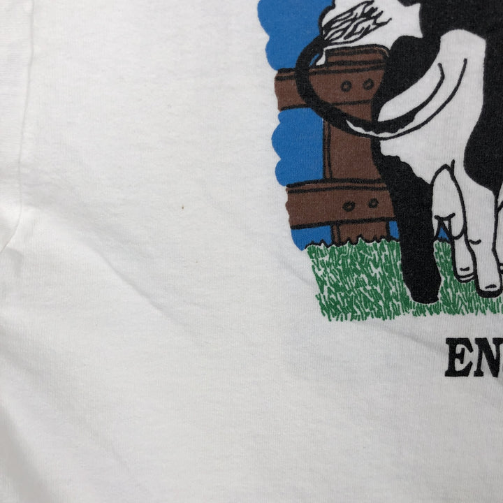 90'S Fruit of the Loom Cow Print T-Shirt, Made in USA, Men's XL (approx.) Vintage cotton white type Vintage Second Hand