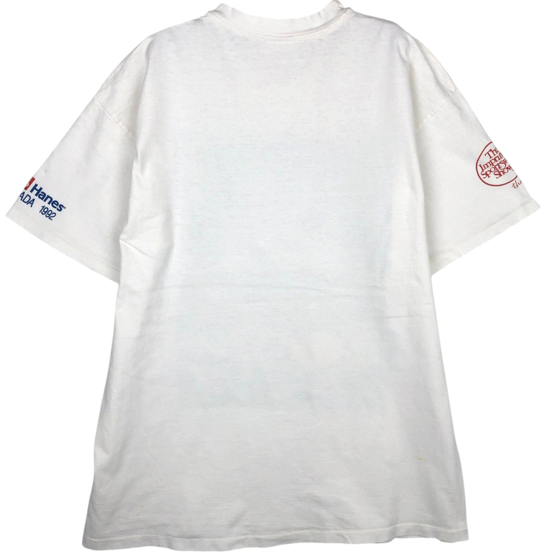 90'S Hanes Heavyweight Animal Pattern Art T-Shirt, Made in USA, Men's XL equivalent, Vintage cotton white type Vintage Second Hand