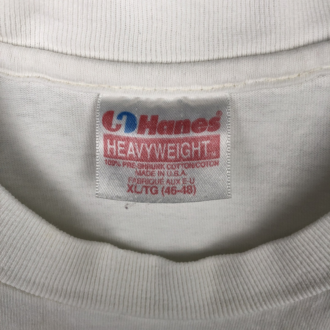 90'S Hanes Heavyweight Animal Pattern Art T-Shirt, Made in USA, Men's XL equivalent, Vintage cotton white type Vintage Second Hand