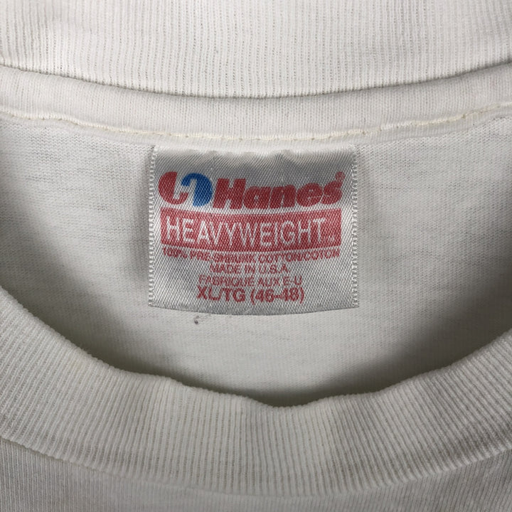 90'S Hanes Heavyweight Animal Pattern Art T-Shirt, Made in USA, Men's XL equivalent, Vintage cotton white type Vintage Second Hand