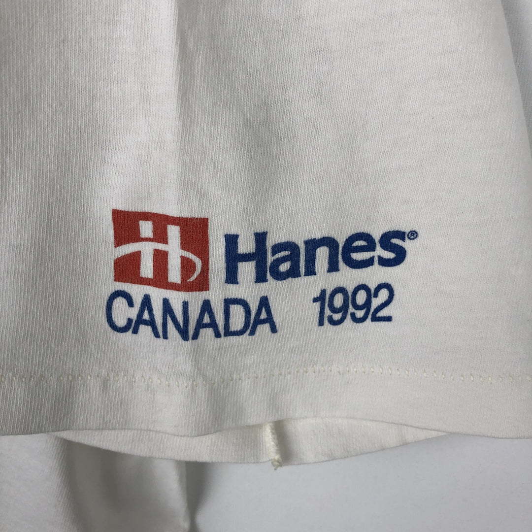 90'S Hanes Heavyweight Animal Pattern Art T-Shirt, Made in USA, Men's XL equivalent, Vintage cotton white type Vintage Second Hand
