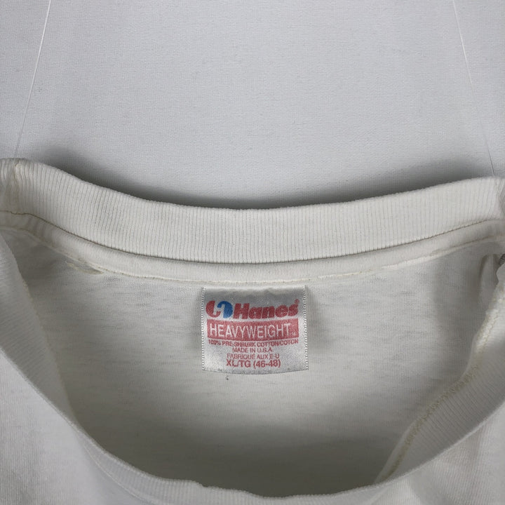 90'S Hanes Heavyweight Animal Pattern Art T-Shirt, Made in USA, Men's XL equivalent, Vintage cotton white type Vintage Second Hand