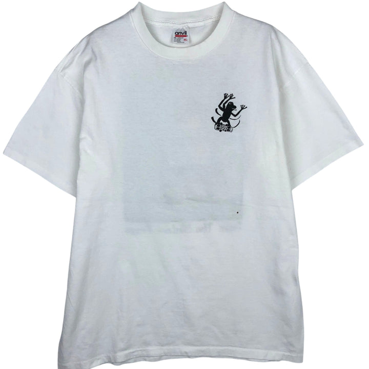 90'S Anvil Frog Pattern Print T-Shirt, Made in USA, Men's XL (approx.), Vintage cotton white type Vintage Second Hand
