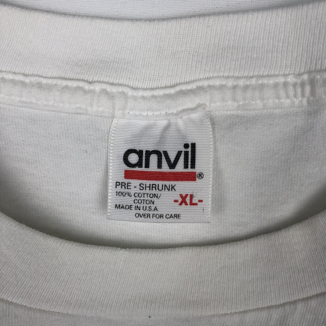 90'S Anvil Frog Pattern Print T-Shirt, Made in USA, Men's XL (approx.), Vintage cotton white type Vintage Second Hand