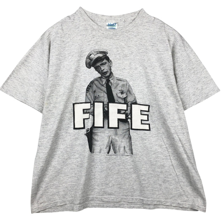90'S M AND O The Andy Griffith Show Mayberry 110 Barney Fife Print T-Shirt Men's XL equivalent Vintage cotton gray type Vintage Second Hand