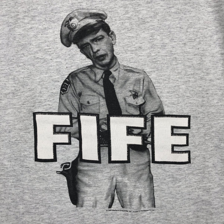 90'S M AND O The Andy Griffith Show Mayberry 110 Barney Fife Print T-Shirt Men's XL equivalent Vintage cotton gray type Vintage Second Hand