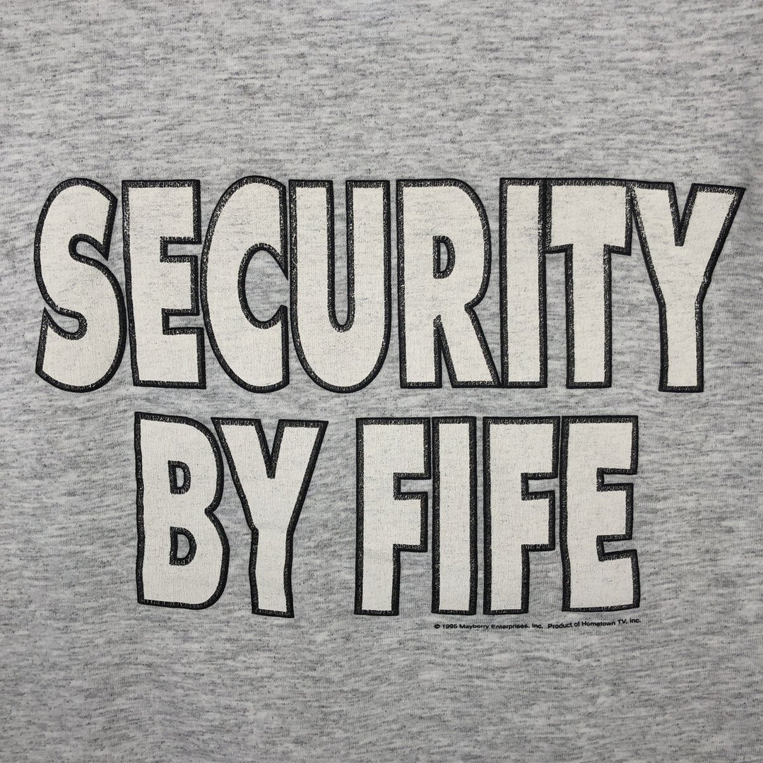 90'S M AND O The Andy Griffith Show Mayberry 110 Barney Fife Print T-Shirt Men's XL equivalent Vintage cotton gray type Vintage Second Hand