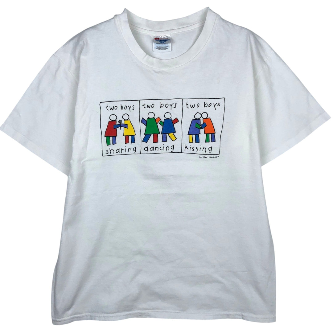 Vintage 90'S Hanes printed T-shirt, size L for men cotton white type Vintage Second Hand