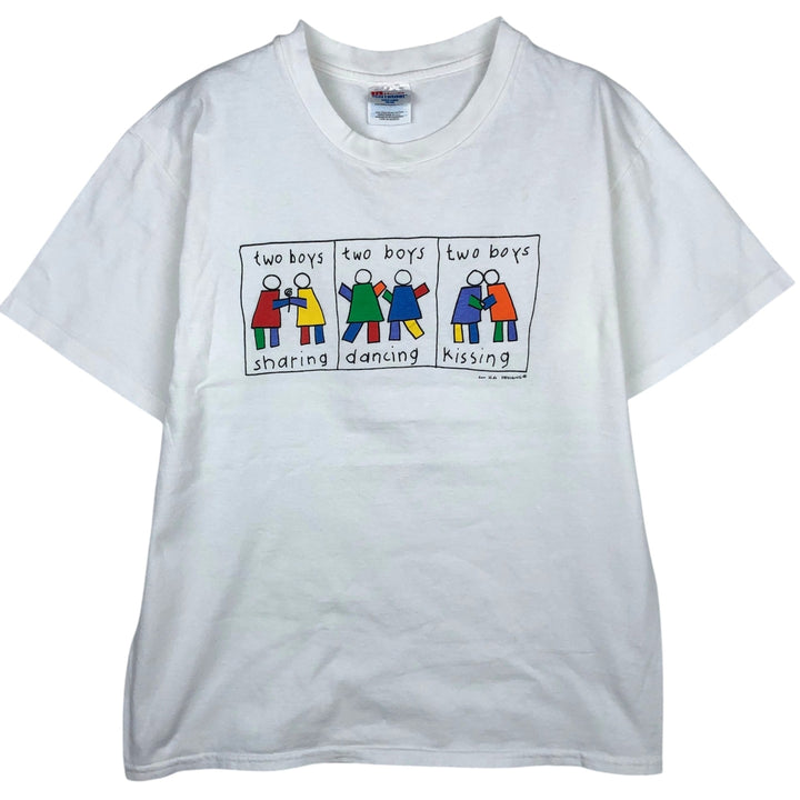 Vintage 90'S Hanes printed T-shirt, size L for men cotton white type Vintage Second Hand