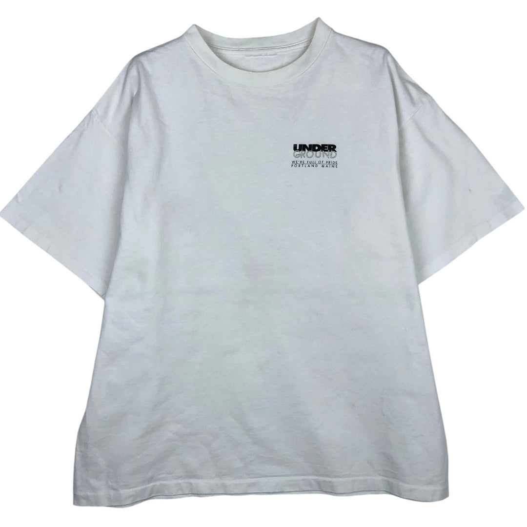 Printed T-shirt, men's size XL unclear white type Vintage Second Hand