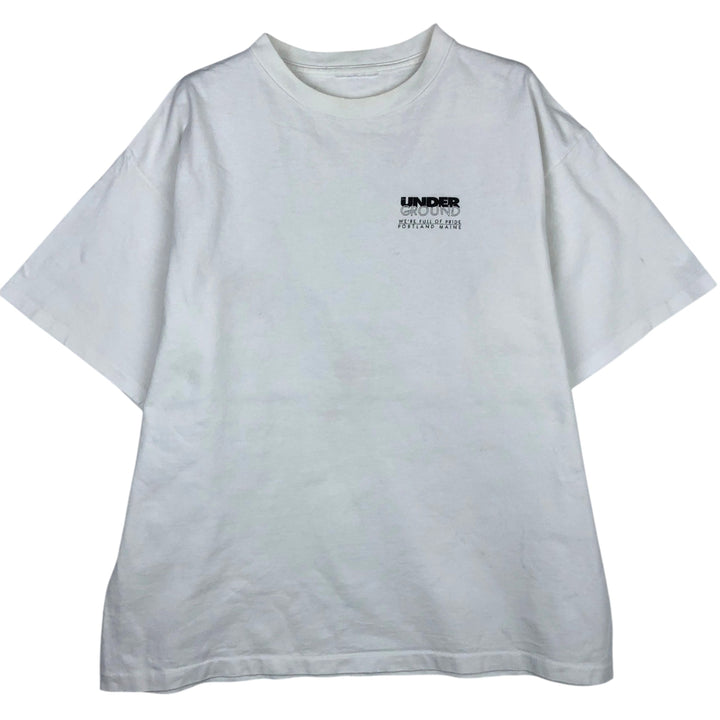 Printed T-shirt, men's size XL unclear white type Vintage Second Hand