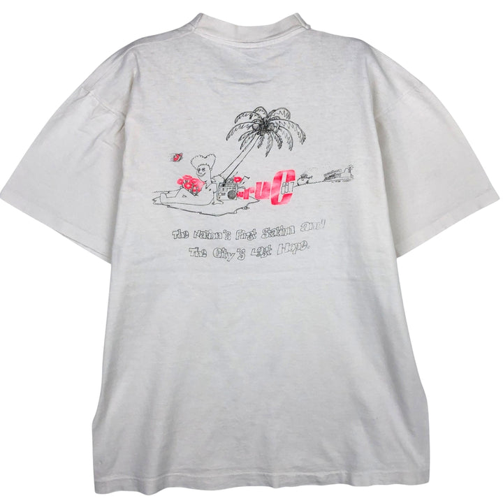90'S Fruit of the Loom WRUC 89.7 FM Radio Free Union College T-shirt, Made in USA, Men's Size L (approx.) cotton white type Vintage Second Hand