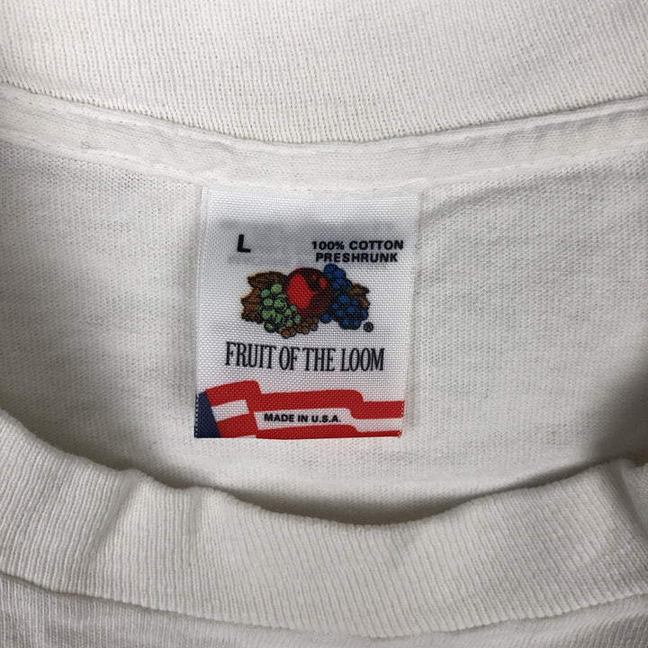 90'S Fruit of the Loom WRUC 89.7 FM Radio Free Union College T-shirt, Made in USA, Men's Size L (approx.) cotton white type Vintage Second Hand