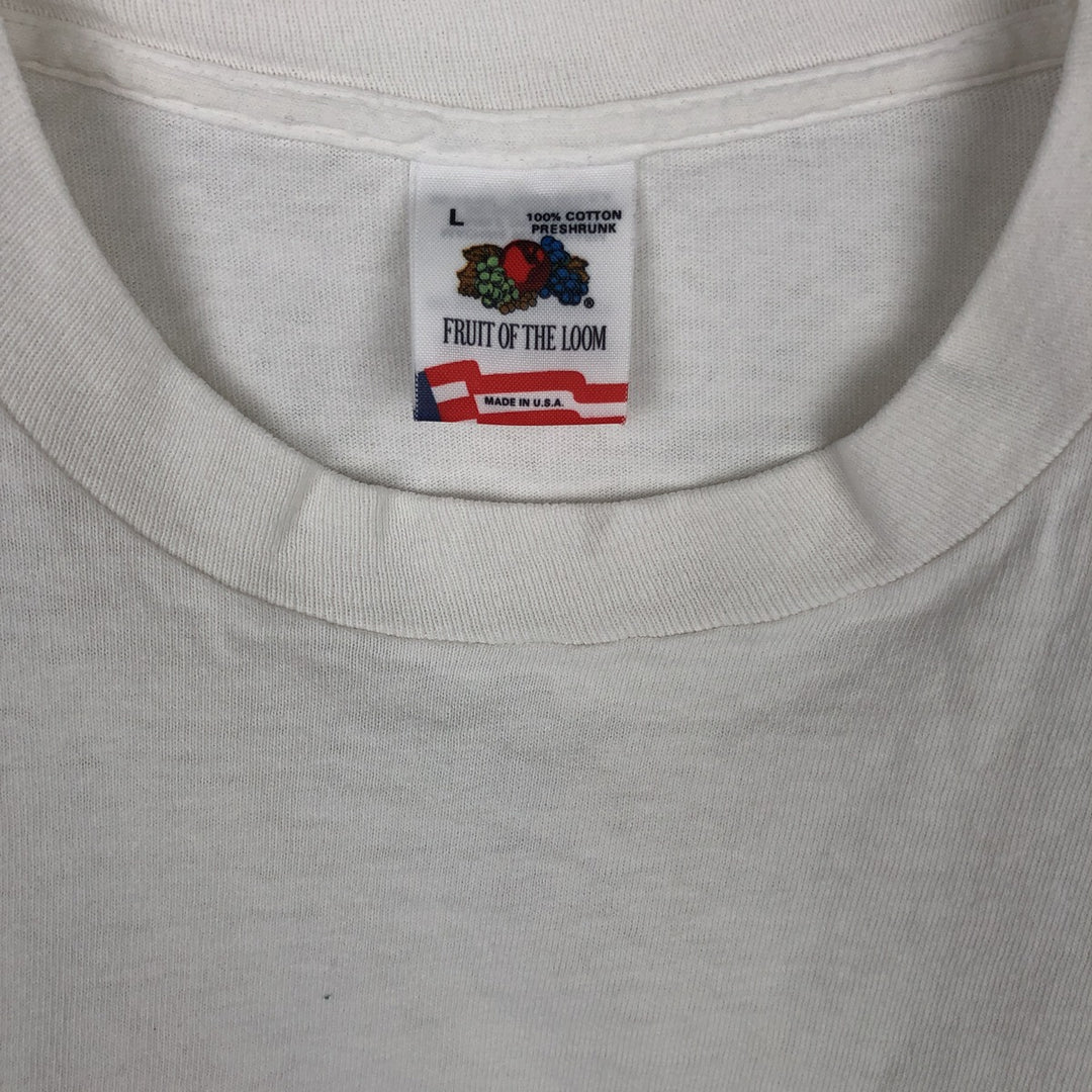 90'S Fruit of the Loom WRUC 89.7 FM Radio Free Union College T-shirt, Made in USA, Men's Size L (approx.) cotton white type Vintage Second Hand