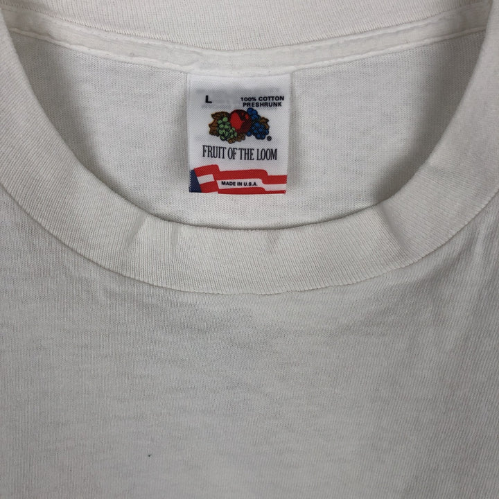90'S Fruit of the Loom WRUC 89.7 FM Radio Free Union College T-shirt, Made in USA, Men's Size L (approx.) cotton white type Vintage Second Hand