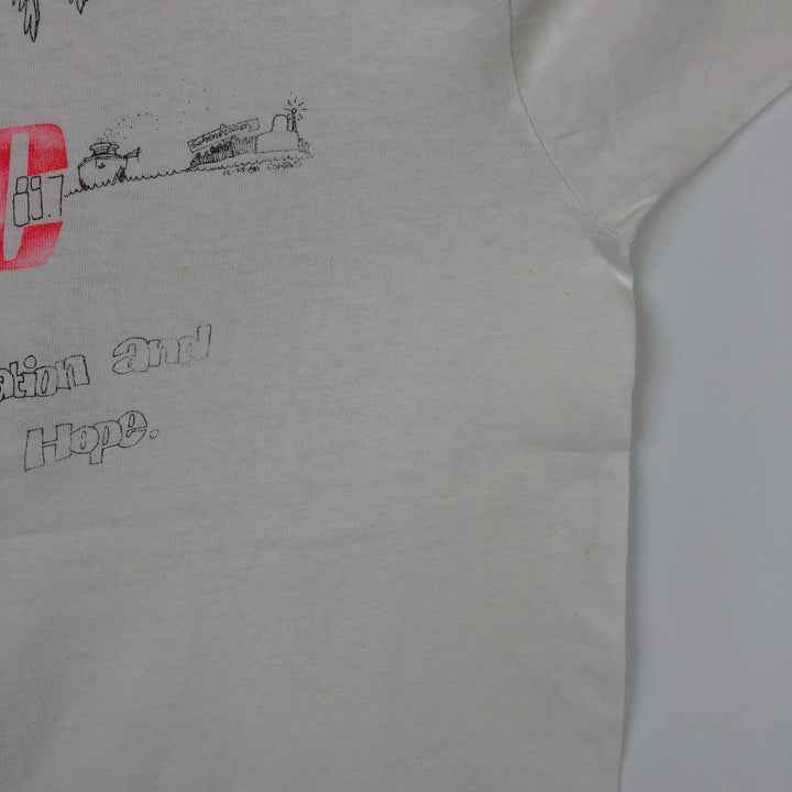 90'S Fruit of the Loom WRUC 89.7 FM Radio Free Union College T-shirt, Made in USA, Men's Size L (approx.) cotton white type Vintage Second Hand