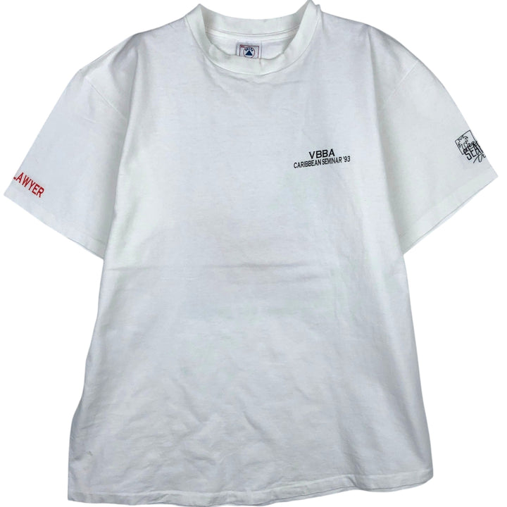 Delta Print T-Shirt, Made in USA, Men's Size XL (approx.) cotton white type Vintage Second Hand