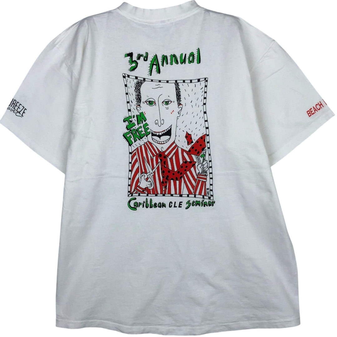 Delta Print T-Shirt, Made in USA, Men's Size XL (approx.) cotton white type Vintage Second Hand