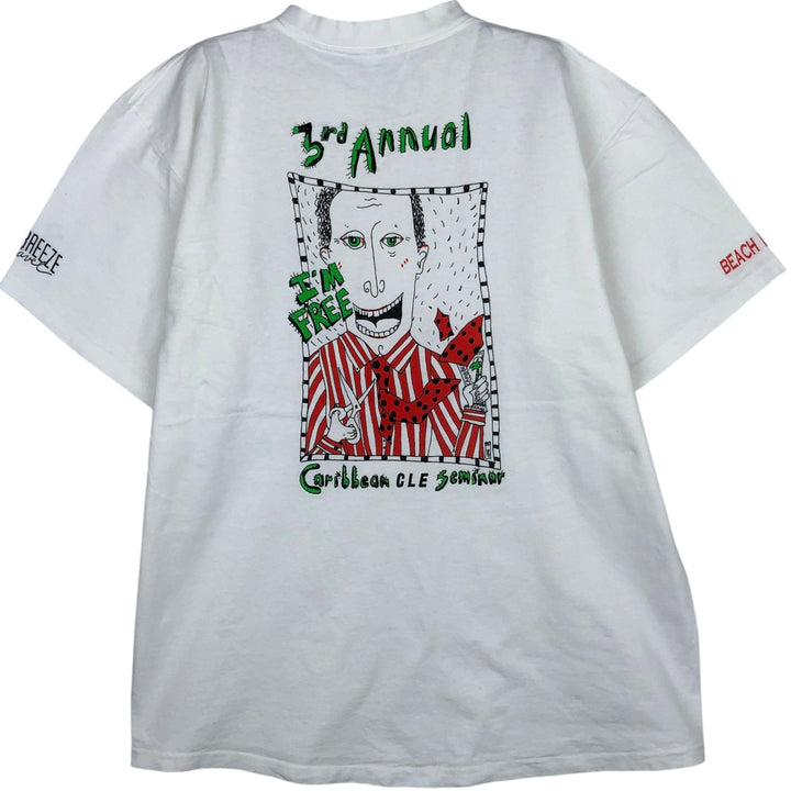Delta Print T-Shirt, Made in USA, Men's Size XL (approx.) cotton white type Vintage Second Hand