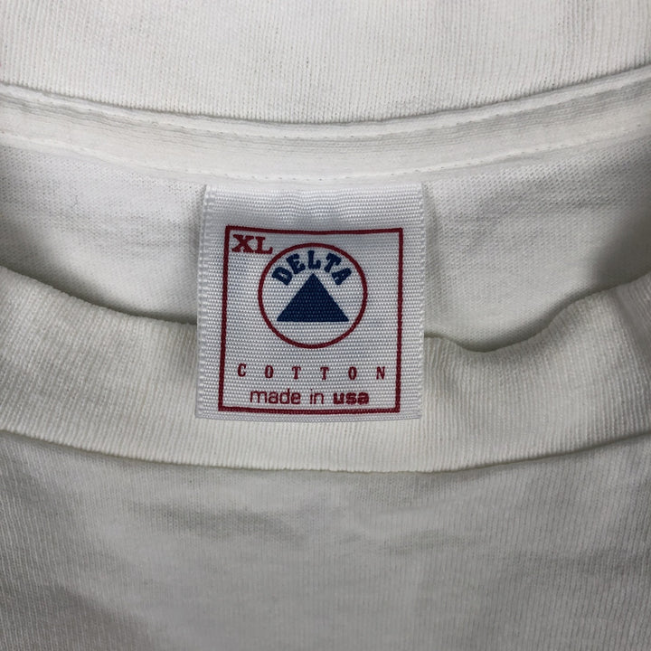 Delta Print T-Shirt, Made in USA, Men's Size XL (approx.) cotton white type Vintage Second Hand