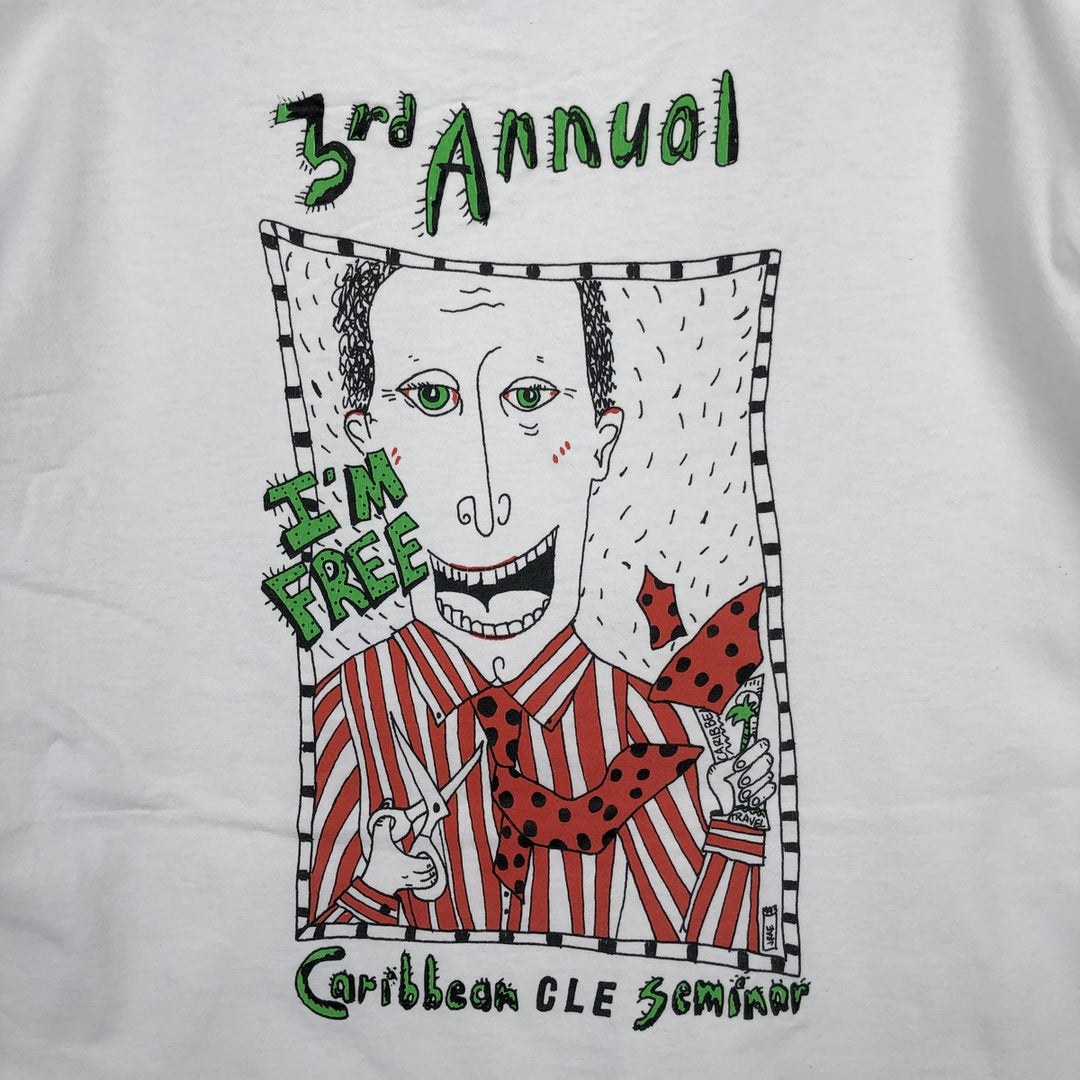 Delta Print T-Shirt, Made in USA, Men's Size XL (approx.) cotton white type Vintage Second Hand
